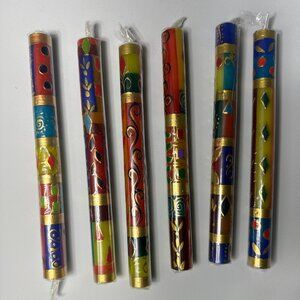 Petalura Hand Painted Golden Glow Candles - Set of 6